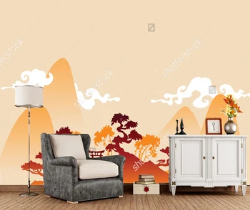 Chinês paisagem, papel de parede,tradicional resumo,natural retro mural para a sala de estar quarto sofá de fundo papel de parede 0