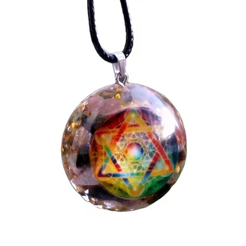 Colorido Turmalina Orgonite Pingente de Chakra Orgone Colar de Cristal de Pedra de Proteção EMF Reiki Meditação Ferramenta de Jóias