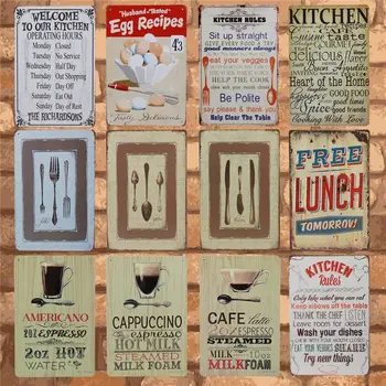 Cozinha Regras/Carro Legal Vintage Estanho Sinal De Mau Retro Metal Cartaz Placa De Arte De Ferro De Parede Decoração Para Cozinha Sala De Estar