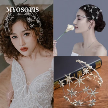 Crystal Star Hairbands Nupcial Tiara De Strass Floco De Neve Tiaras Coroa, Diadema Casamento Acessórios De Cabelo Que As Mulheres Peças De Cabeça