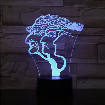 Decorações Velho Figura Árvore 3D LED Lamp Usb Noite de Luz Com 7 Alteração de Cor 3D, Ilusão de abajur Para Crianças Presente 2351