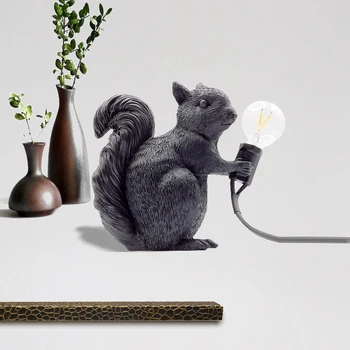Designer moderno Animal CONDUZIU a Lâmpada da Noite de Crianças Decoração do Quarto Branco Esquilo Noite, as Luzes de Quarto de criança de Cabeceira Arte Luzes da Noite