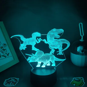 Dinossauro Animal Tiranossauro Triceratops 3D Lâmpadas de LED RGB, USB Noite, as Luzes de Presente de Aniversário Para Criança criança Quarto Decoração de Mesa 0