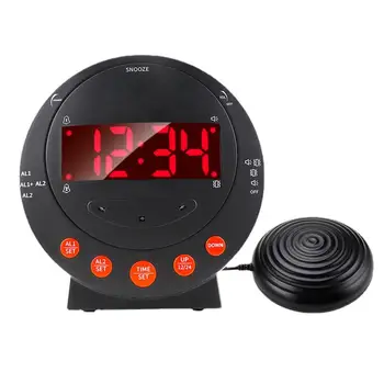 Dois Alto-Relógio Led Com Cama Shaker Alerta Vibratório, Despertador Pesado Dormentes De Backup De Bateria, Serviço De Despertar Shaker