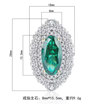 EYER 100% 925 Silverg Verde com Alto teor de Carbono do Diamante Radiante Anéis Para as Mulheres Espumante Casamento Jóias Finas 3