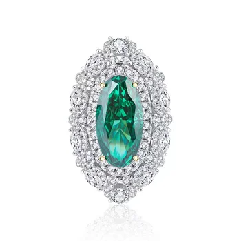 EYER 100% 925 Silverg Verde com Alto teor de Carbono do Diamante Radiante Anéis Para as Mulheres Espumante Casamento Jóias Finas 5