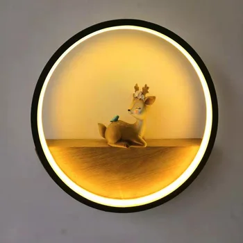 Estilo europeu personalidade moderna e minimalista criativo veado iluminação rodada sala de estar de plano de fundo de parede de quarto lâmpada de parede