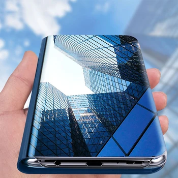 Flip Casos para Samsung Galaxy S6 S7 Borda S8 Mais Visão Clara Espelho Inteligente do Telefone de Tampa Traseira 360 Completo de Proteção de Chapeamento Funda Capa