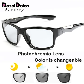 Fotossensíveis Homens Óculos de sol Polarizados do Camaleão Descoloração de Óculos de Sol ao ar Livre UV400 Praça de Condução Óculos de Acessórios