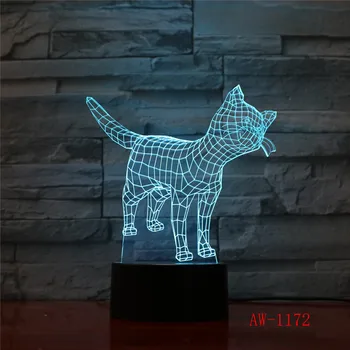 Gato bonito 3D Noite de Luz Criativa Elétrica Ilusão 3d LED da Lâmpada 7 de Cor mudança de toque USB Lâmpada de Mesa Para a Criança o Dom de AW-1172