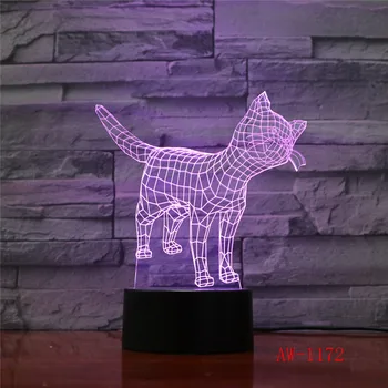 Gato bonito 3D Noite de Luz Criativa Elétrica Ilusão 3d LED da Lâmpada 7 de Cor mudança de toque USB Lâmpada de Mesa Para a Criança o Dom de AW-1172 1