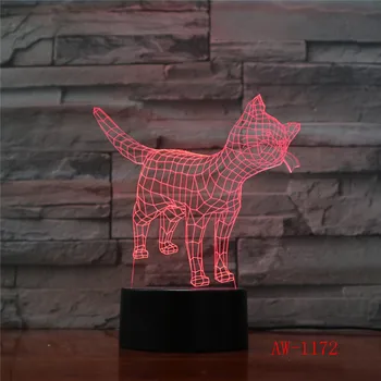 Gato bonito 3D Noite de Luz Criativa Elétrica Ilusão 3d LED da Lâmpada 7 de Cor mudança de toque USB Lâmpada de Mesa Para a Criança o Dom de AW-1172 4