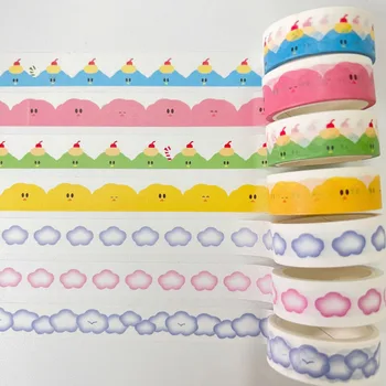 Ins Colorido Nuvens Expressão Bonito Washi Tape Kawaii Vedação Adesivo de Caderno de Estudante Adesiva de Papelaria DIY Decorativa Fita 5m