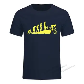 Interessante Mountain Bike Downhill Camiseta Engraçada Evolução Humana T-shirt dos Homens Tops camiseta de Manga Curta de Algodão de Bicicleta Casual Tshirt