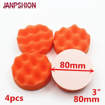 JANPSHION 4PC 80mm Carro Polidor de Buffer pads de onda esponja Bruto Polimento Almofada Lustrando 3