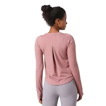 Lulu Mulheres Novas de Outono Snd Inverno Yoga Long Sleeve T-Shirt de Alta elasticidade Material de Lycra Fino Solto e Casual ao ar livre Fitness Esportes