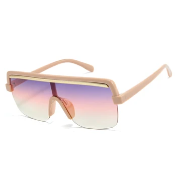 Luxo Semi sem aro dos Óculos de sol das Mulheres, Uma Peça de Óculos de Sol Oversize UV400 Tons para o Verão ao ar livre Oculos Gafas S8077DF