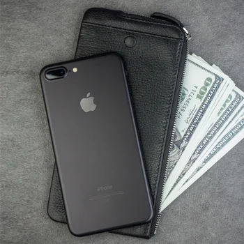 Luxo ultra-fino de Couro Genuíno de Bolso para o iPhone 6 6S Mais Bussiness Carteira Slots de Cartão Shell Capa para iPhone 6s 6 Plus