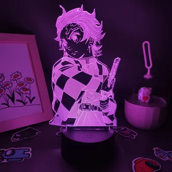 Lâmpada de Lava Anime Demon Slayer Figura Tanjiro Kamado 3D LED RGB Luzes da Noite de Presente para o Amigo Quarto Mangá Decoração Kimetsu Não Yaiba 1
