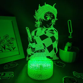 Lâmpada de Lava Anime Demon Slayer Figura Tanjiro Kamado 3D LED RGB Luzes da Noite de Presente para o Amigo Quarto Mangá Decoração Kimetsu Não Yaiba 4