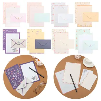 Material de escritório Flor de Impressão Padrão Floral Variedade de Desenhos de Carta de papel de carta Com Envelopes 3PCS Papel para Escrever 6PCS
