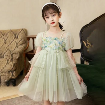 Menina Princesa de Verão Vestido da Menina de Flor de Festa de Crianças Vestidos Para Crianças de Vestuário Meninas coreano Escola Desgaste Criança Designer Ins