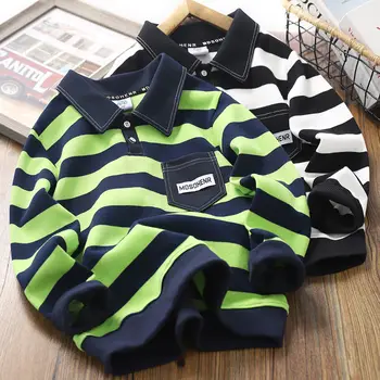 Meninos' Suéter Listrado 2022 Outono Novo infantis Casuais Gola Polo Camisa de Polo de Moda Bebê Assentamento Camisa