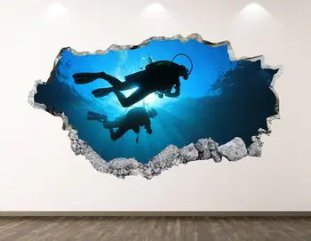 Mergulho de Parede Decal - Esportes 3D Esmagado Arte de Parede Autocolante de Decoração de Quarto de Crianças de Vinil em Casa Cartaz Personalizado de Presente KD253