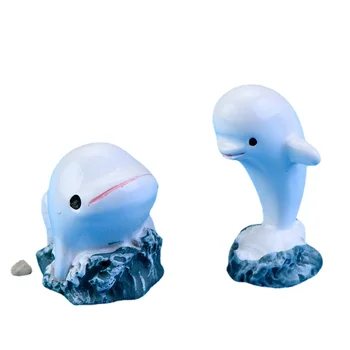 Micro Paisagem em miniatura de fadas da Decoração e do Mobiliário de Estilo Mediterrâneo, com Resina White Dolphin Aquário estatueta Acessórios