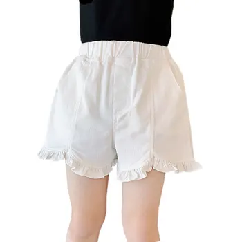 Moda Bebê de Menina Casual Jean Shorts Estilo de Coreia do Verão Teen Algodão Curto Calças de Elástico Shorts de Cintura Roupas infantis 4-13Yrs 0