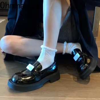 Moda de Rua Sapatos 2023 Novos Sapatos femininos Mulheres Sola Grossa Saltos de Sapatos Lolita Dedo do pé Quadrado Escorregar No Único Sapatos
