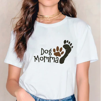 Mulheres 2021 Verão Cão de Estimação Leopard Bonito Mom Moda camiseta Impressa do Superior T-Shirt Senhoras das Mulheres Gráfico Tê Fêmea T-Shirt Superior tee