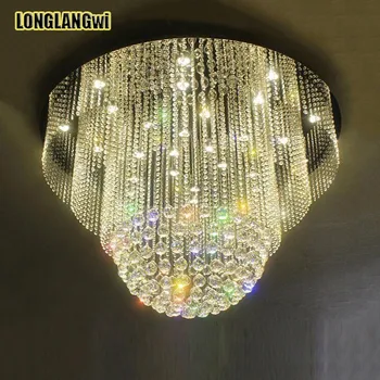 NOVO redonda Grande Modernos K9 LED Lustres de Cristal de cristal de luxo iluminação brilho lobby do hotel lâmpadas do candelabro