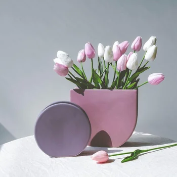 Nordic Criativo Ins Estilo Vaso de Cerâmica Mesa de Jantar com Decoração Floral Varanda TV Armário do Vinho Arranjo de Flores Decoração