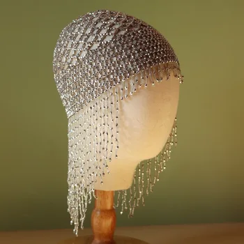 Novo Bordão De Cristal Chapéu De Luxo, Acessórios De Cabelo Para As Mulheres Jóia Frisada Mantilha Cor De Prata De Casamento Chapéus 2022 4