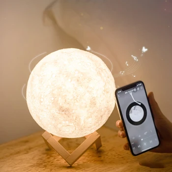 O Orador de Bluetooth Lua Lâmpada de Impressão 3D da Noite do DIODO emissor de Luz de Cor de 16 de Flash Recarregável Brilho Atmosfera de Luz Presente das Crianças 2