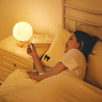 O Orador de Bluetooth Lua Lâmpada de Impressão 3D da Noite do DIODO emissor de Luz de Cor de 16 de Flash Recarregável Brilho Atmosfera de Luz Presente das Crianças 3