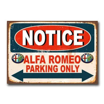 Observe a Alfa Romeo tem um parque de Estacionamento Auto Carro de Garagem Vintage Retro Lata de Sinal de Sinal de Metal Grande :12X de 8 Polegadas
