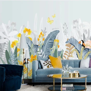 Papel de Parede personalizado Europeu Resumo Flor de Folhas de Plantas de Parede Foto Pano TV da Sala de estar Sofá de Fundo, Decoração Mural