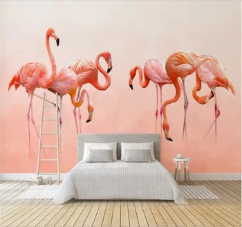 Papel de parede personalizado moderno e minimalista pintados à mão flamingo personalidade papel de parede Nórdicos fundo de parede de alta qualidade impermeável companheiro
