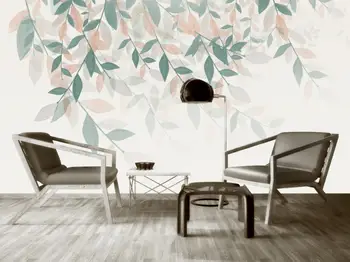 Papel de parede personalizado planta aquarela folha mural Nórdicos galhos de folhas PLANO de fundo mural de decoração home 3d papel de parede