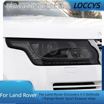 Para Land Rover Discovery 4 5 Defensor do Range Rover Sport Evoque Velar o Farol do Carro Proteção Tom de Filme de Fumaça Preta TPU Adesivo