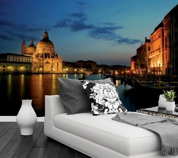 Personalizado cenário mural,Itália Noite o Canal da cidade papéis de parede,quarto de hotel, restaurante, bar, sala de tv parede do quarto em 3d papel de parede