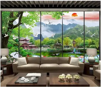 Personalizado com foto de papel de parede para parede 3 d murais papel de parede HD madeiras pintura de paisagem do lago de luz de fundo de paisagem decoração da parede