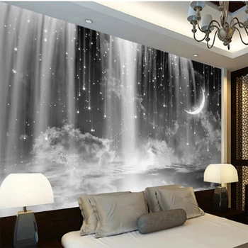 Personalizado de Qualquer Tamanho Murais 3D Preto Branco Cachoeira Estrelado Parede da Sala de estar, TV a Decoração Home Papéis de parede Impermeável