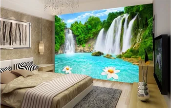 Personalizado mural de fotos em 3d papel de parede de Floresta Verde, Cachoeira, Lagos de decoração de quarto de pintura 3d murais de parede papel de parede para parede 3 d 3
