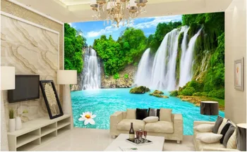 Personalizado mural de fotos em 3d papel de parede de Floresta Verde, Cachoeira, Lagos de decoração de quarto de pintura 3d murais de parede papel de parede para parede 3 d 5