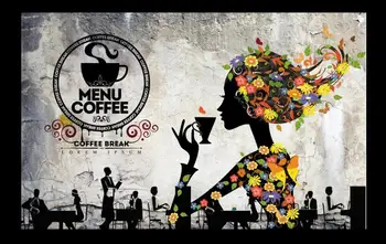 Personalizados em grande escala 3D mural de parede nostálgico café leite chá loja de plano de fundo pintura de decoração de parede 3