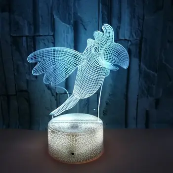 Pássaro da Noite 3d Lâmpada de Tabela de Controle Remoto 3d Lâmpada Sete Cores coreano Lâmpada de Mesa Touch Led Visual Presente Tabela de Luz 2