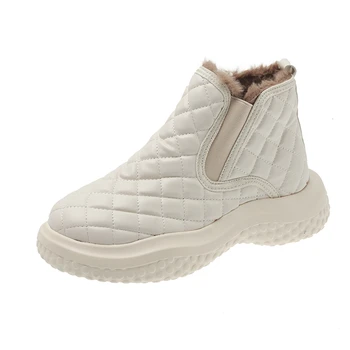 QZHSMY Botas de Neve do Inverno das Mulheres Quente Luxuoso Slip-on Impermeável Tornozelo Botas de Senhoras Novas, Confortáveis Sapatos de Algodão 2022 Novo